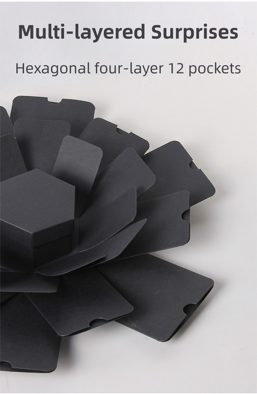 White Hexagon 4-Layer 12-Pocket Explosion Gift Box(DIY) - Creative Handmade Photo Album & Scrapbook for Anniversaries & Birthdays.