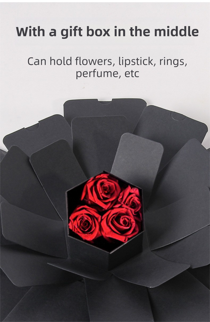 White Hexagon 4-Layer 12-Pocket Explosion Gift Box(DIY) - Creative Handmade Photo Album & Scrapbook for Anniversaries & Birthdays.