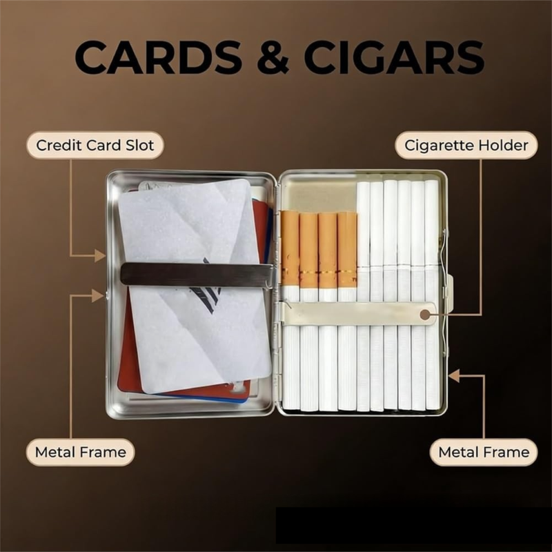 Retro Metal Card Cash & Cigarette Case with Fixed Clip - Moon Kiss Artistic Slim Wallet (10.3X6X2cm)