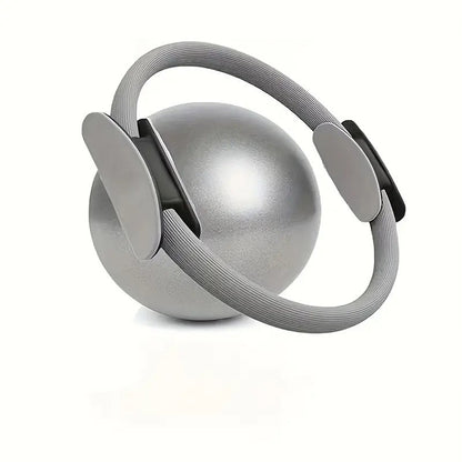 Grey Professional Pilates Ring & Yoga Ball Set - Multipurpose Home Fitness Equipment for Whole-Body Core Training & Pelvic Floor Strengthening.