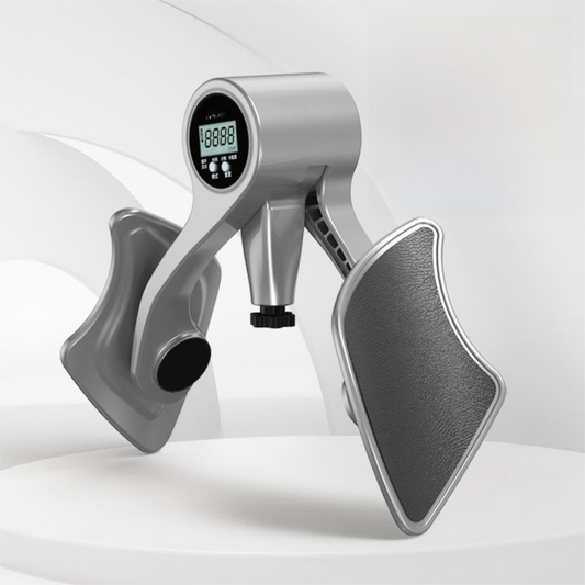 2-in-1 Sliver Smart LCD Counting Kegel Trainer for Glute Lifting & Leg Toning - Adjustable Resistance & 360Â° Rotating Baffles for Postpartum Recovery & Pelvic Health.