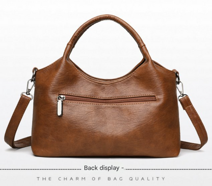 Grey Retro Soft PU Leather Handbag for Women - Trendy Large Capacity Daily Crossbody Bag with Detachable Shoulder Strap