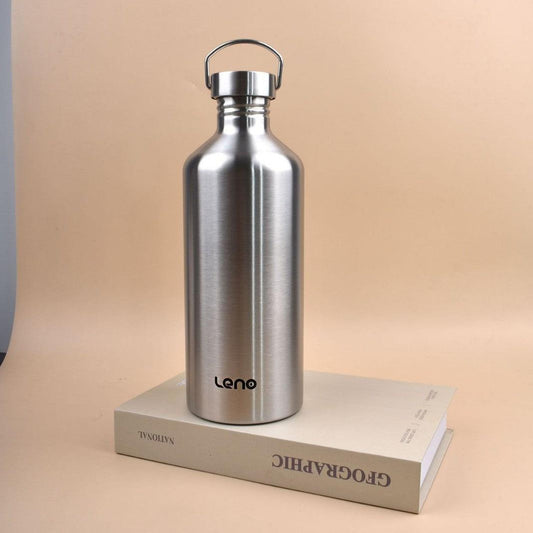 2L Large Capacity Outdoor Sports Adventure Water Bottle - Food-Grade 304 Stainless Steel with Portable Handle & 4.5cm Narrow Mouth.