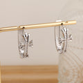 1-Pair Sliver Sparkling Iced Out Rhinestone Cross Hoop Earrings - Punk Elegance Ear Buckle for Women