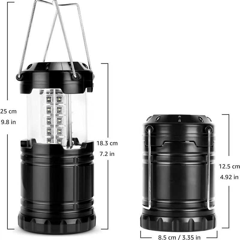 2-Pack 30LED Portable Handheld Collapsible Camping Lantern - Ultra-Bright 360Â° Emergency Tent Light for Hiking, Fishing & Power Outages.