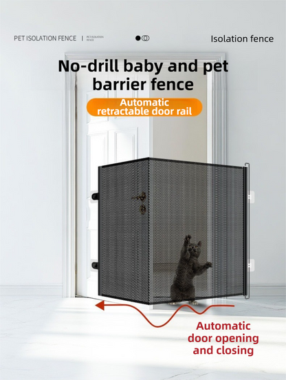 78X130CM Black Retractable Mesh Safety Gate for Pets & Babies - Scratch-Resistant Indoor/Outdoor Security Barrier, No-Drill Installation