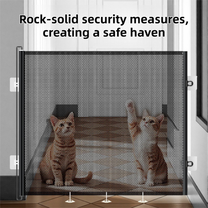 78X130CM Black Retractable Mesh Safety Gate for Pets & Babies - Scratch-Resistant Indoor/Outdoor Security Barrier, No-Drill Installation