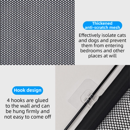 78X130CM Black Retractable Mesh Safety Gate for Pets & Babies - Scratch-Resistant Indoor/Outdoor Security Barrier, No-Drill Installation
