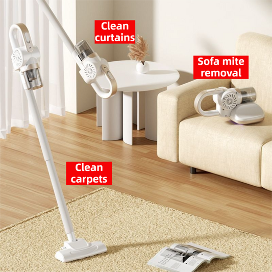 Purple 3-Head Cordless Handheld UV Mite Remover Set with Floor & Mite Head - 11KPA Powerful Suction & 8000 Times/Min High-Frequency Vibration for Carpet & Mattress, Type-C Rechargeable