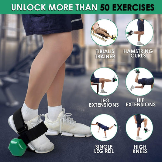 1-Pair Heavy Duty Ankle Strap Compatible With Dumbbell for Weightlifting - Adjustable Foot Attachment for Leg Curls, Extensions & Hip Abductors.
