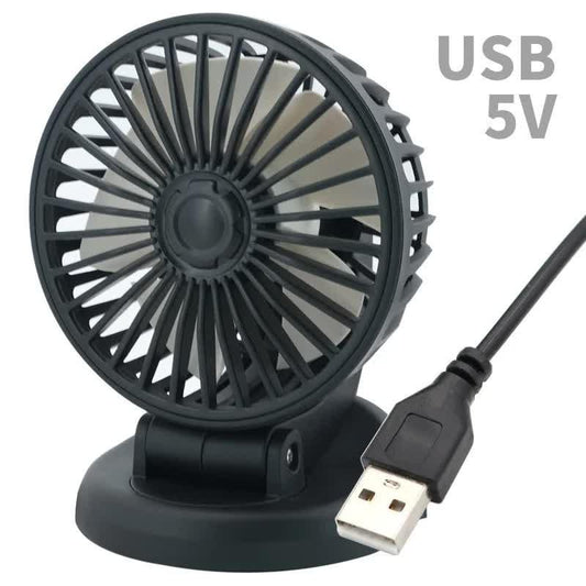 3-in-1 Powerful Car Single Head Fan (USB Power) - Quiet Cooling Fan Integrated Aromatherapy & Number Plate, with 360Â° Rotation & 130cm Long Cord.
