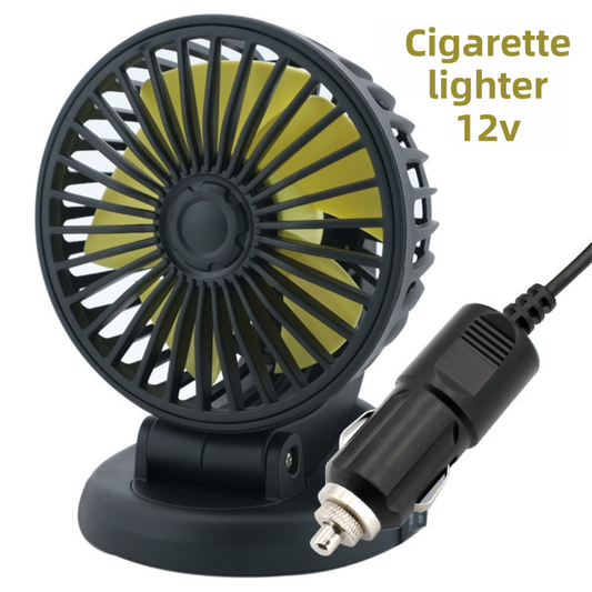 3-in-1 Powerful Car Single Head Fan (12V Lighter Power) - Quiet Cooling Fan Integrated Aromatherapy & Number Plate, with 360Â° Rotation & 130cm Long Cord.