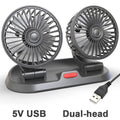3-in-1 Powerful Car Dual Head Fan (USB Power) - Quiet Cooling Fan Integrated Aromatherapy & Number Plate, with 360Â° Rotation & 130cm Long Cord.