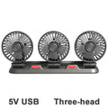 3-in-1 Powerful Car Triple Head Fan (USB Power) - Quiet Cooling Fan Integrated Aromatherapy & Number Plate, with 360Â° Rotation & 130cm Long Cord.