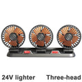 3-in-1 Powerful Car Triple Head Fan (24V Lighter Power) - Quiet Cooling Fan Integrated Aromatherapy & Number Plate, with 360Â° Rotation & 130cm Long Cord.