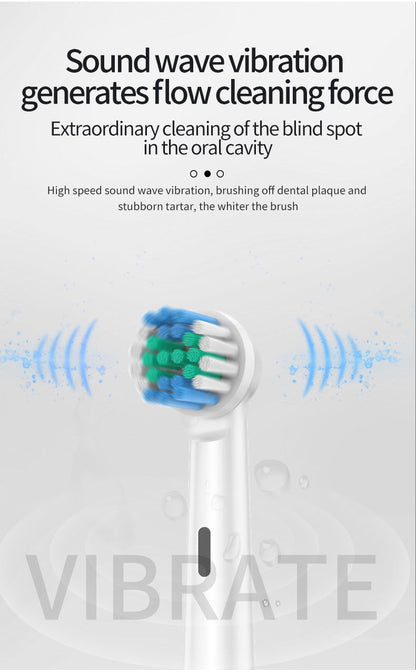 Pink Rotating Round Head Electric Toothbrush Kit with 8 Heads & Case - 3D Oscillating Mechanical Cleaning for Deep Plaque Removal