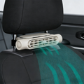 Beige Cordless Dual-Turbo Car Seat Cooling Fan with Velcro Mount - Powerful 3-Speed Backrest Ventilation, Adjustable Airflow Angle & Hair-Safe Design.