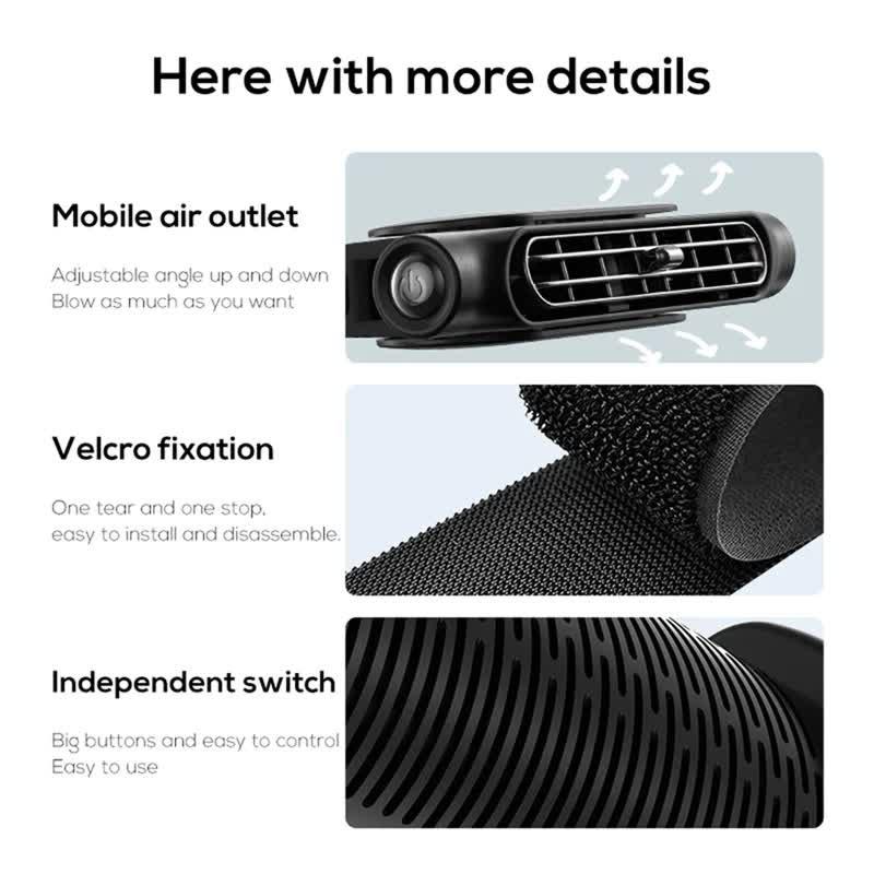 Beige Cordless Dual-Turbo Car Seat Cooling Fan with Velcro Mount - Powerful 3-Speed Backrest Ventilation, Adjustable Airflow Angle & Hair-Safe Design.