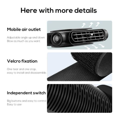 Beige Cordless Dual-Turbo Car Seat Cooling Fan with Velcro Mount - Powerful 3-Speed Backrest Ventilation, Adjustable Airflow Angle & Hair-Safe Design.