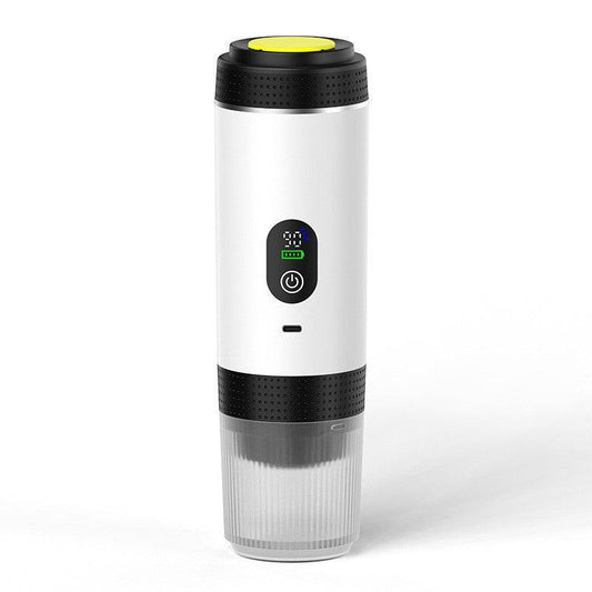 White 3-in-1 Portable Espresso Maker with Self-Heating and One-Touch Cold Hot Brew - Smart Digital Display & 20Bar High Pressure for Rich Crema.
