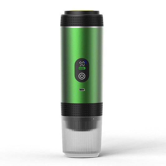 Green 3-in-1 Portable Espresso Maker with Self-Heating and One-Touch Cold Hot Brew - Smart Digital Display & 20Bar High Pressure for Rich Crema.