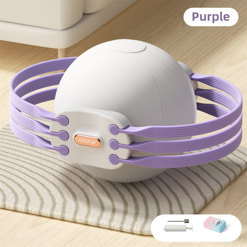 Purple 3-Level Resistance Pelvic Floor & Inner Thigh Trainer - Multi-Function Kegel Exercise Set with 25cm Yoga Ball & 3-Pair Resistance Rope.