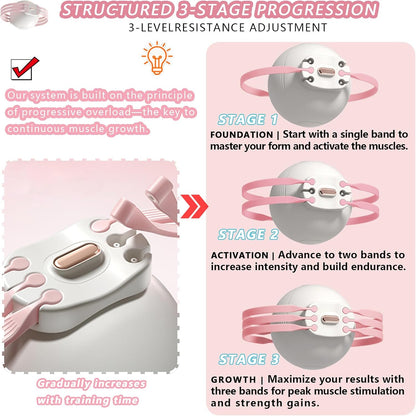 Purple 3-Level Resistance Pelvic Floor & Inner Thigh Trainer - Multi-Function Kegel Exercise Set with 25cm Yoga Ball & 3-Pair Resistance Rope.