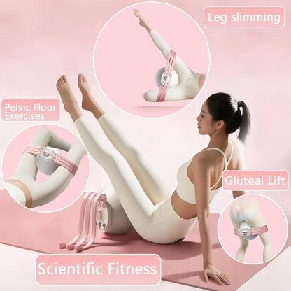 Purple 3-Level Resistance Pelvic Floor & Inner Thigh Trainer - Multi-Function Kegel Exercise Set with 25cm Yoga Ball & 3-Pair Resistance Rope.