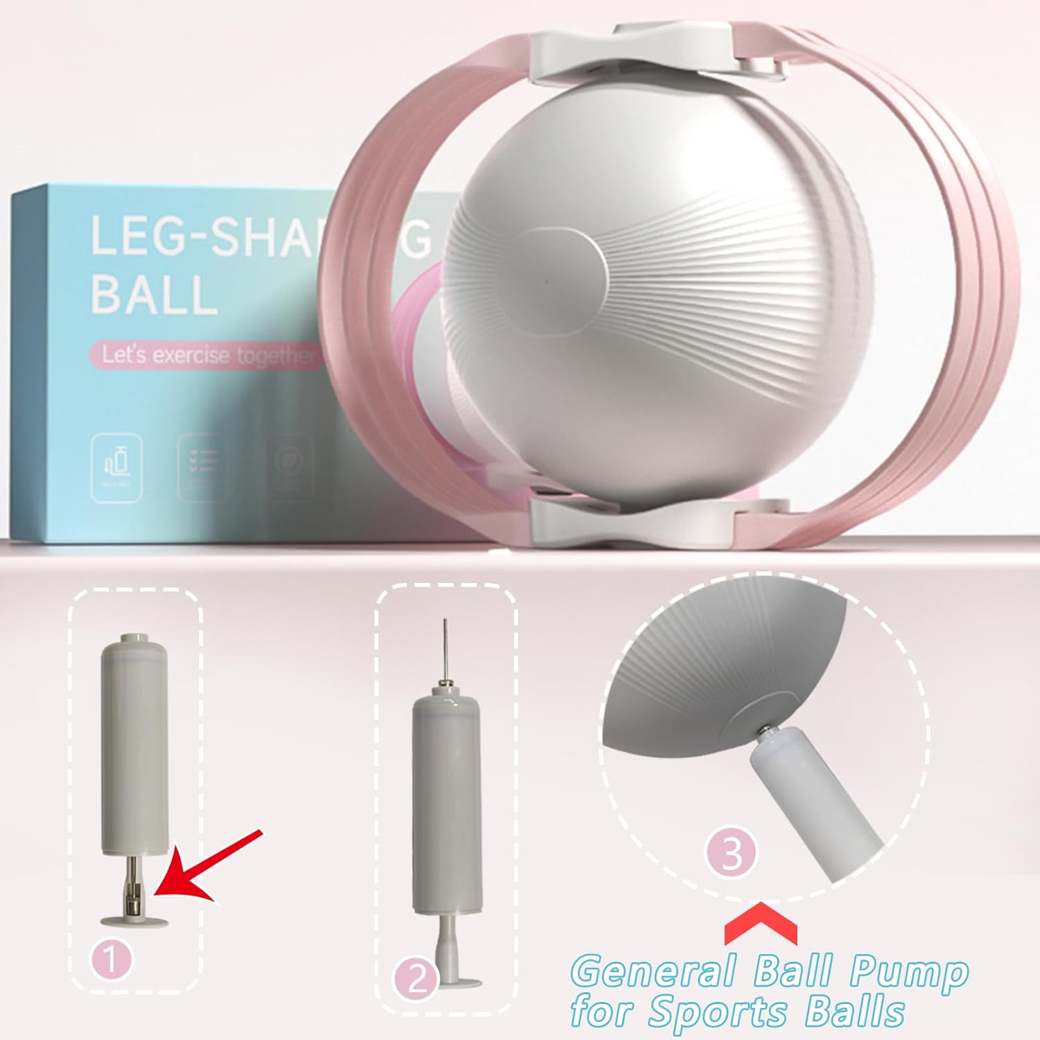 Purple 3-Level Resistance Pelvic Floor & Inner Thigh Trainer - Multi-Function Kegel Exercise Set with 25cm Yoga Ball & 3-Pair Resistance Rope.