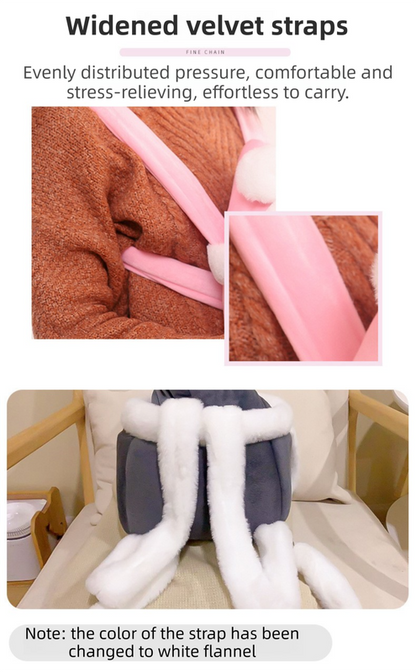 Grey 2-in-1 Ultra-Soft Plush Pet Carrier & Mobile Bed - Portable & Lightweight Cute Cat Ear Design Travel Cabin (XL 38 x 25 x 30CM)