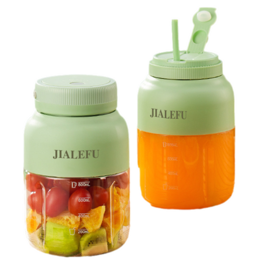 Green Portable 1300ML Multi-Functional Blender with Dual-Drink Lid - 38-Steel Blade Cyclone Juicer & Ice Crusher, Waterproof Type-C Charging.