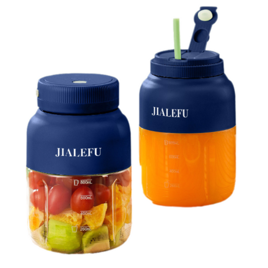 Blue Portable 1300ML Multi-Functional Blender with Dual-Drink Lid - 38-Steel Blade Cyclone Juicer & Ice Crusher, Waterproof Type-C Charging.