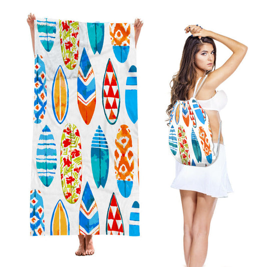 2-in-1 Integrated Quick-Dry Beach Towel Backpack(Style 5) - Foldable Microfiber Sand-Free Towel (Unfolded 75*150cm / Folded40*45cm)