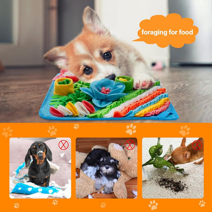 Brown 39X39CM Interactive Fleece Dog Sniffing Mat & Slow Feeder - Stress Relief IQ Training Scent Foraging Blanket for Indoor Cats and Dogs