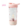 500ML Pink Portable Diamond Electric Shaker - Strong Vortex Stirring, Dual Temperature Endurance & Self-Cleaning for Protein Powder Coffee.