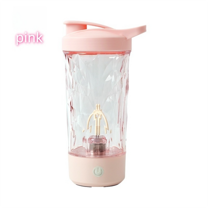500ML Pink Portable Diamond Electric Shaker - Strong Vortex Stirring, Dual Temperature Endurance & Self-Cleaning for Protein Powder Coffee.