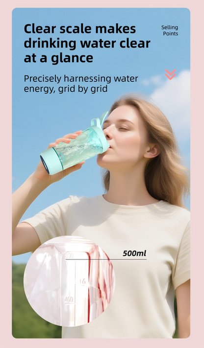 500ML Pink Portable Diamond Electric Shaker - Strong Vortex Stirring, Dual Temperature Endurance & Self-Cleaning for Protein Powder Coffee.