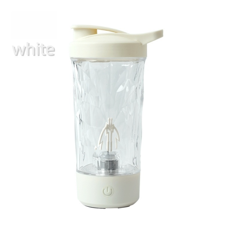 500ML White Portable Diamond Electric Shaker - Strong Vortex Stirring, Dual Temperature Endurance & Self-Cleaning for Protein Powder Coffee.