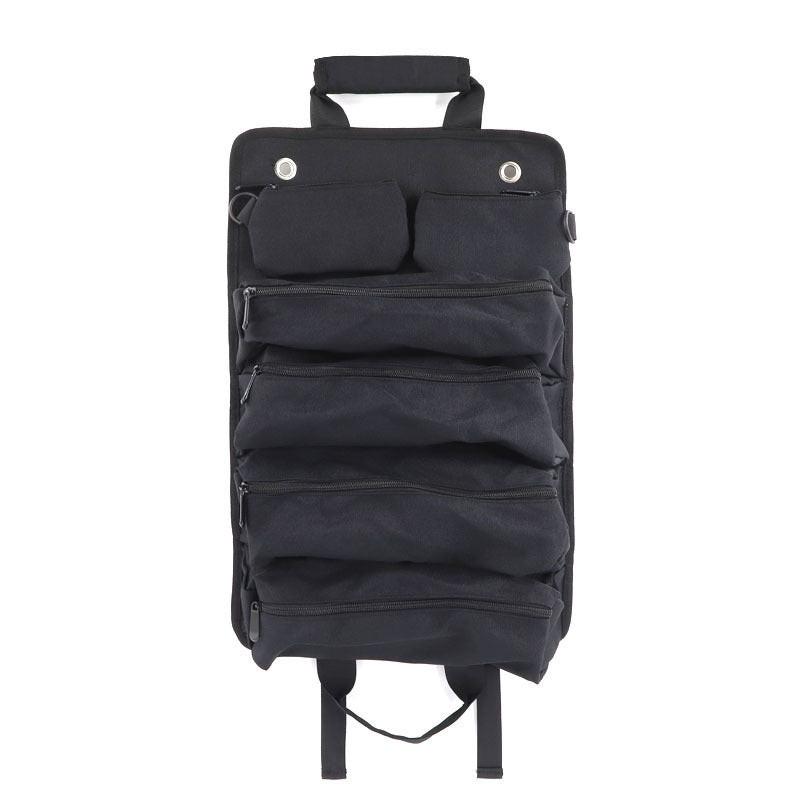 Black Heavy-Duty Oxford Cloth Roll-Up Tool Organizer - Detachable Multi-Purpose Utility Bag for Mechanics, Electricians & Outdoors.
