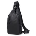 Black Water / Wrinkle-Resistant Nylon Men's Tactical Chest Bag with USB Charging Port - 4 Layer Large Capacity Crossbody Pack