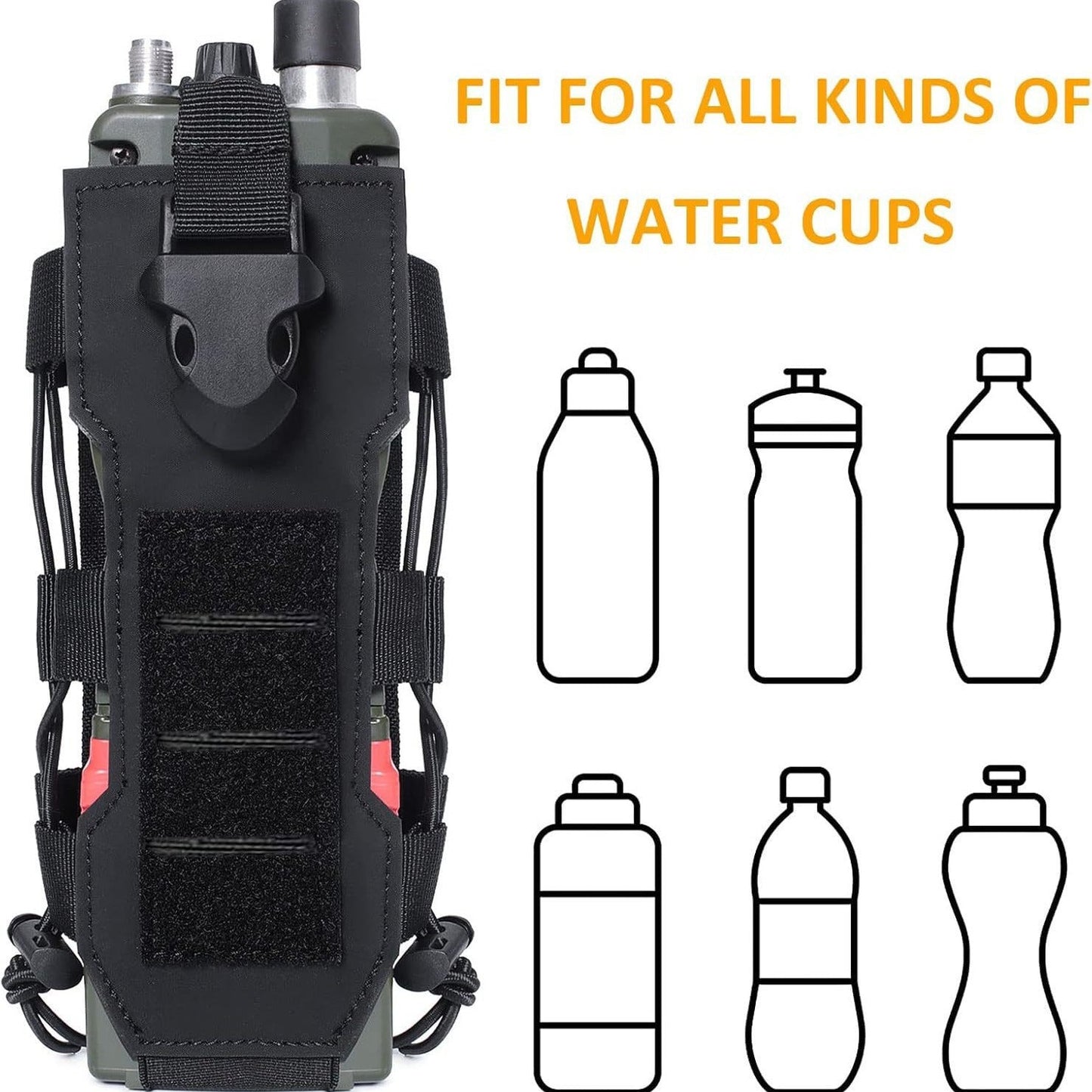 Green Adjustable Tactical Water Bottle Pouch - Multi-Functional MOLLE Compatible Accessory Bag for Hiking & Outdoor Survival