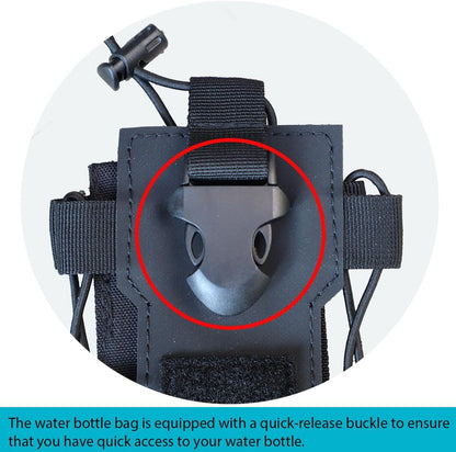 Green Adjustable Tactical Water Bottle Pouch - Multi-Functional MOLLE Compatible Accessory Bag for Hiking & Outdoor Survival