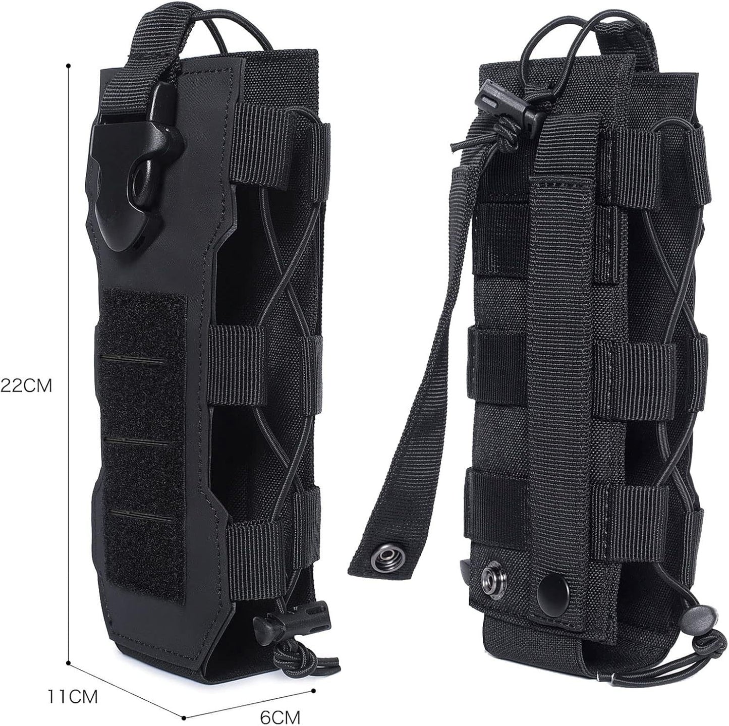Green Adjustable Tactical Water Bottle Pouch - Multi-Functional MOLLE Compatible Accessory Bag for Hiking & Outdoor Survival