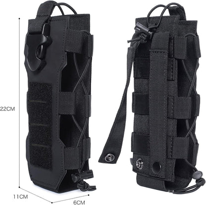 Green Adjustable Tactical Water Bottle Pouch - Multi-Functional MOLLE Compatible Accessory Bag for Hiking & Outdoor Survival