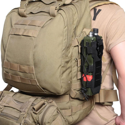 Green Adjustable Tactical Water Bottle Pouch - Multi-Functional MOLLE Compatible Accessory Bag for Hiking & Outdoor Survival