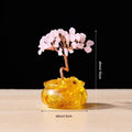 Natural Pink Crystal Money Tree with Fortune Basin & Adjustable Wire Branches - Desktop Feng Shui Decor for Wealth and Prosperity