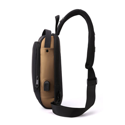 Black High Capacity Anti-Theft Tactical Chest Bag - Waterproof Leather-Film Sling with USB Charging & TSA Password Lock