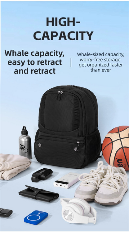 24L High-Capacity Grey Basketball Backpack with Shoe Compartment & Dedicated Ball Zone - Waterproof & Durable Oxford Training Bag