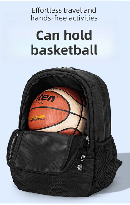 24L High-Capacity Grey Basketball Backpack with Shoe Compartment & Dedicated Ball Zone - Waterproof & Durable Oxford Training Bag