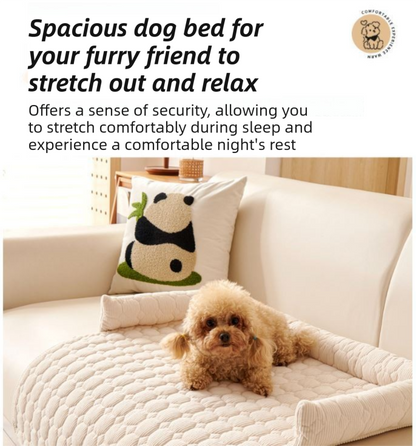 Blue Pet Sofa Protector & Calming Bolster Bed with Cable Knit - 75x75CM Thickened Non Slip Furniture Cover for Cats & Dogs